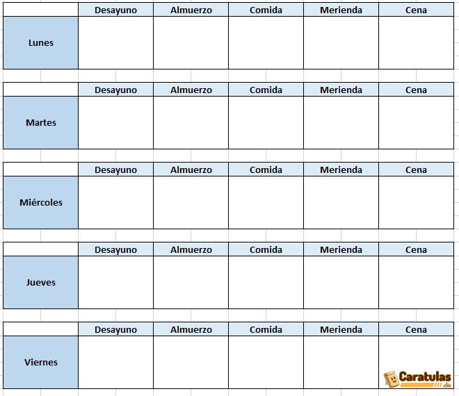 Plantilla para Hacer Menú Semanal Excel 15 Plantilla para Hacer Menú Semanal Excel